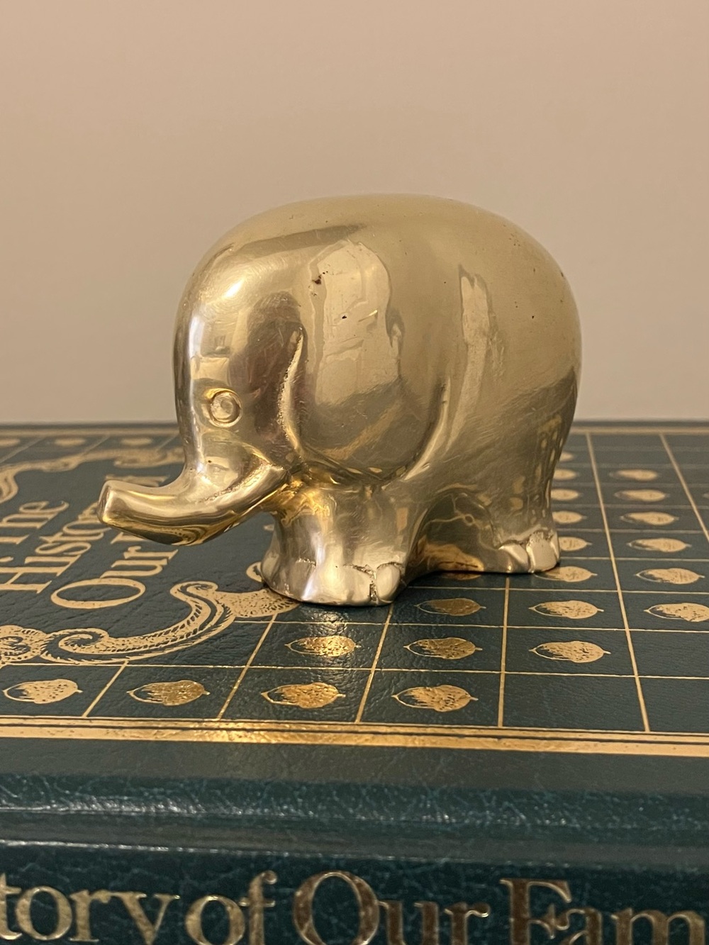 Vintage Polished Brass Elephant Figurine